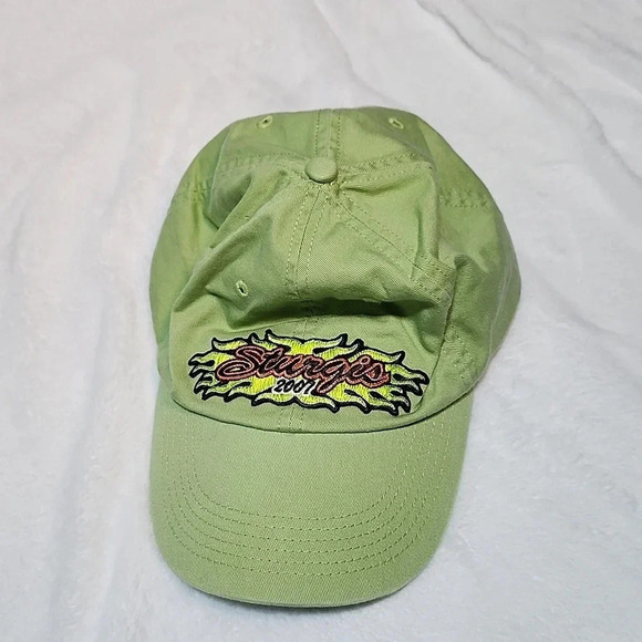 2007 Sturgis Green Baseball Hat Cap | Flames Logo | Cameo Brand | One Size - Picture 6 of 6